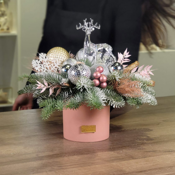 Pink Reindeer floral arrangement