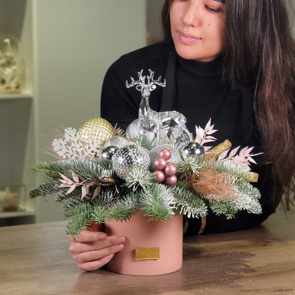 Pink Reindeer floral arrangement