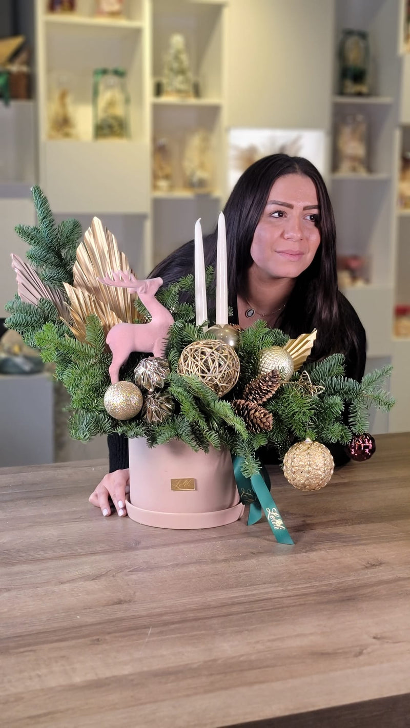 Pink Christmas floral arrangement