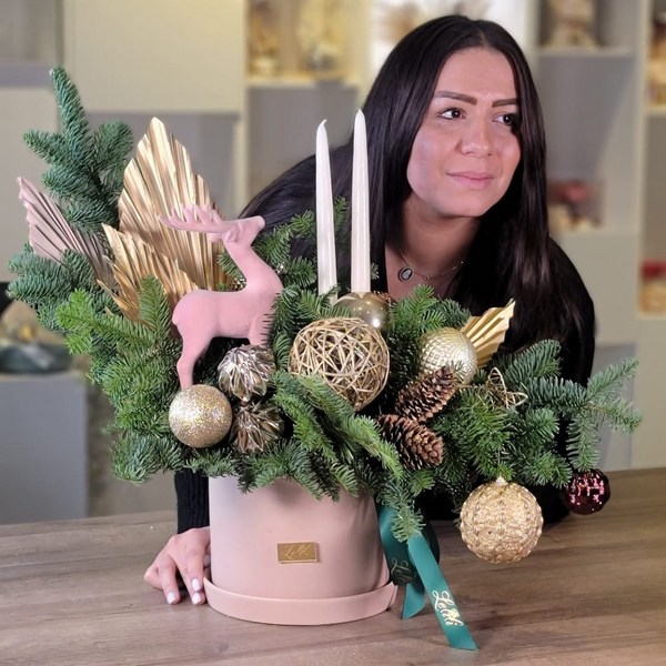 Pink Christmas floral arrangement