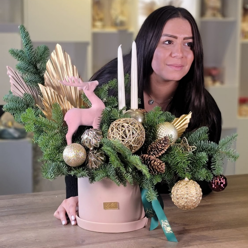 Pink Christmas floral arrangement